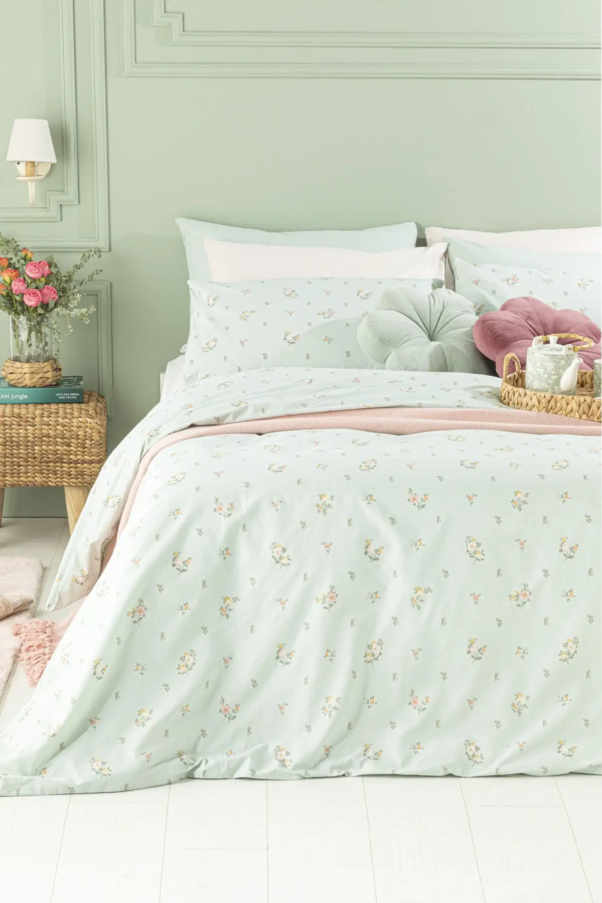 

Хлопковый комплект постельного белья с симпатичными цветами, двойная кровать, 200x220 см, для улицы, селэдон, темно-синий, аркадный кровати