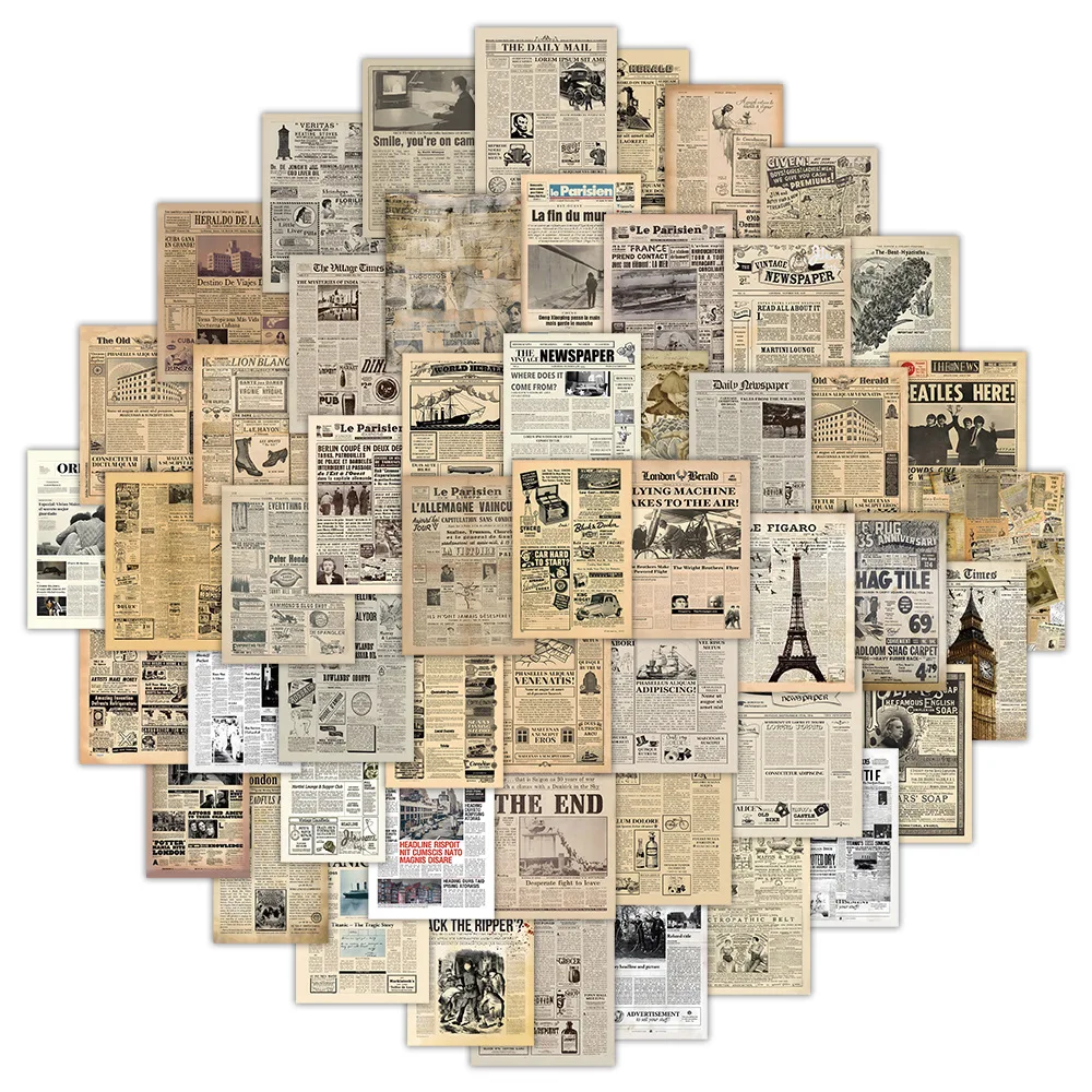 60Pcs Retro Magazine Newspaper Stickers Vintage Decals for Luggage Suitcase Phone Case Laptop Sticker Toy
60Pcs Retro Magazine Newspaper Stickers Vintage Decals for Luggage Suitcase Phone Case Laptop Sticker Toy