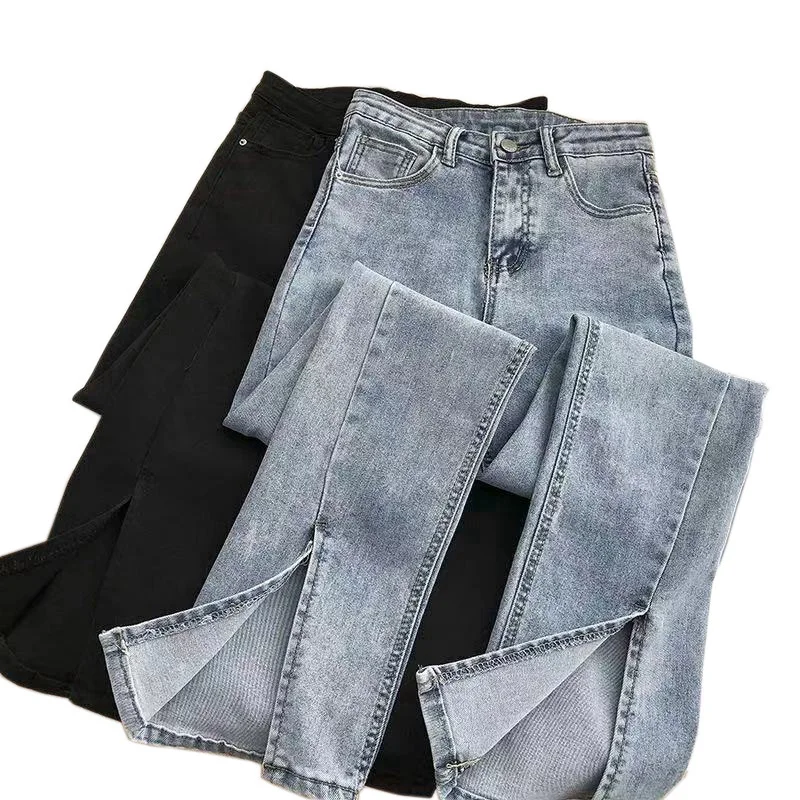 New Women's Slit Hems Jeans High Waist Elastic Jeans Female Spring Summer Solid Color Wide Leg Pants Slim Jeans
New Women's Slit Hems Jeans High Waist Elastic Jeans Female Spring Summer Solid Color Wide Leg Pants Slim Jeans