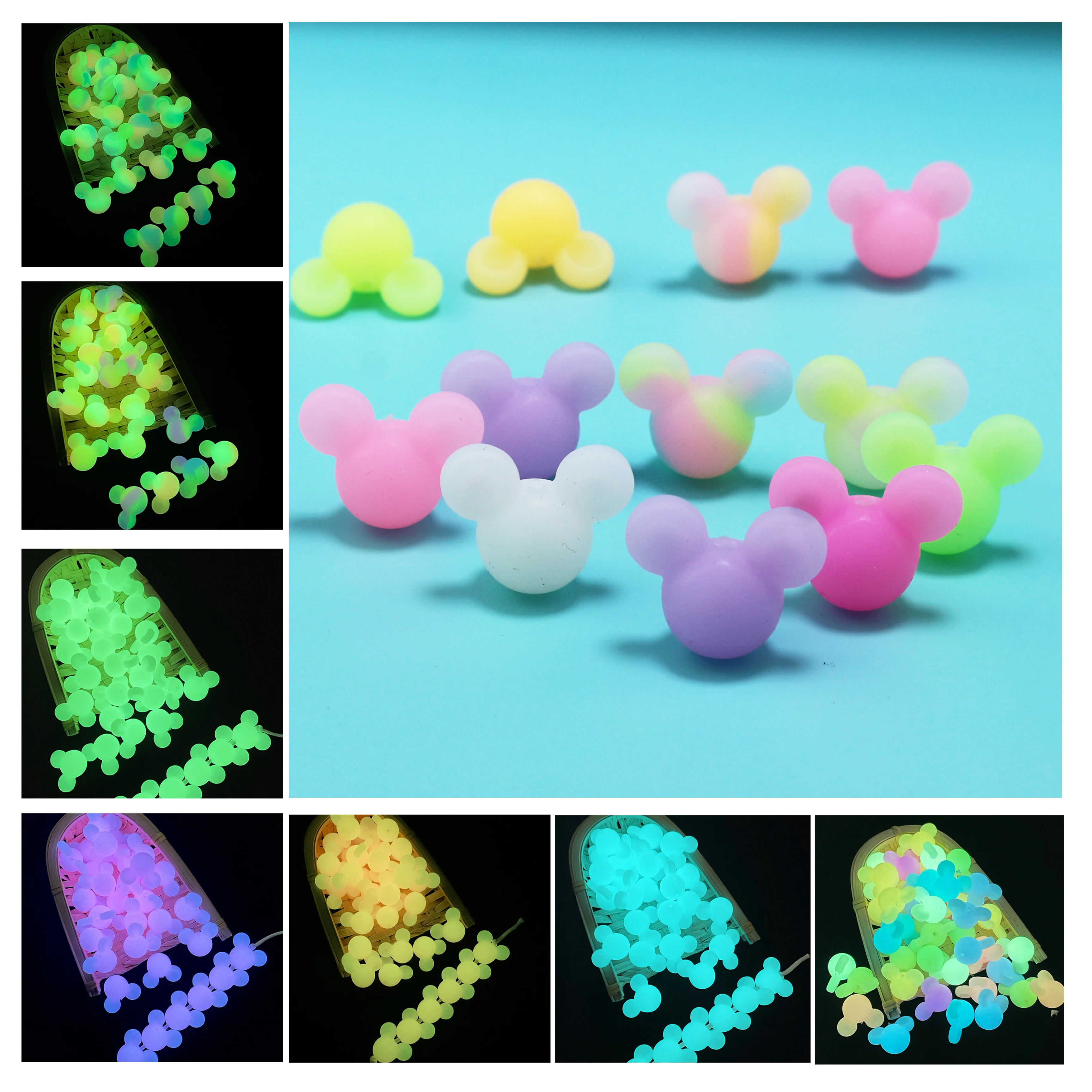 20pcs 10mm 12mm 15mm Round Luminous Mickey Silicone Beads Glow In The Dark For Jewelry Making DIY Charms Bracelet Necklac
20pcs 10mm 12mm 15mm Round Luminous Mickey Silicone Beads Glow In The Dark For Jewelry Making DIY Charms Bracelet Necklac