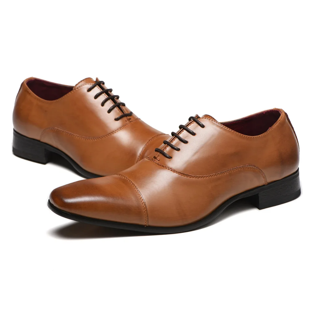 Mens Social Business Office Footwear Men Formal Dress Shoes Male Lace-Up Pointed Toe Rubber Sole Shoes Brown PU Leather Shoes
Mens Social Business Office Footwear Men Formal Dress Shoes Male Lace-Up Pointed Toe Rubber Sole Shoes Brown PU Leather Shoes