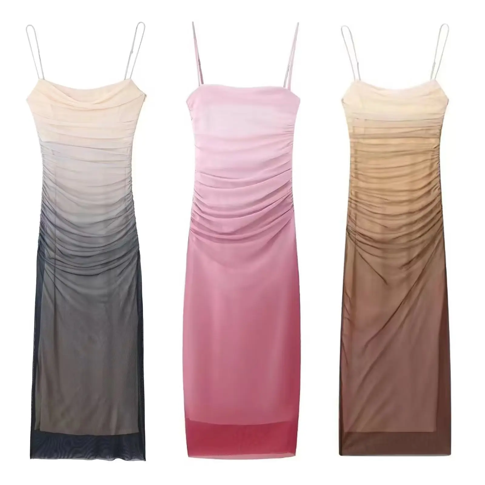Women Summer New Fashion Pleated decoration Tight tulle print Midi Dress Vintage Backless Thin Straps Female Dresses robe Mujer
Women Summer New Fashion Pleated decoration Tight tulle print Midi Dress Vintage Backless Thin Straps Female Dresses robe Mujer