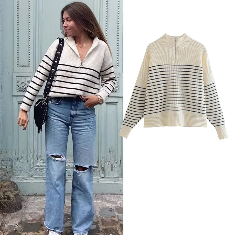 Women Sweater Winter Knitted Pullover 2022 New Fashion Stripe Straight Tube Sweater Women Pullover Chic Street Warm Sweater
Women Sweater Winter Knitted Pullover 2022 New Fashion Stripe Straight Tube Sweater Women Pullover Chic Street Warm Sweater
