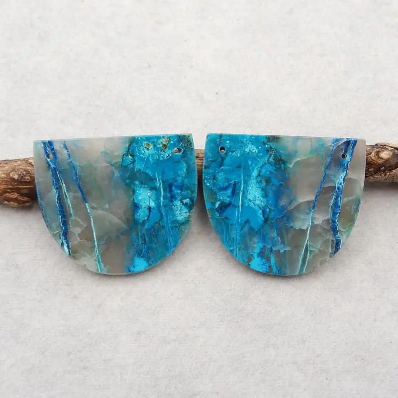 Handmade Jewelry Natural Stone Chrysocolla Double Holes Earring Pair 35x30x3mm 15g Semiprecious DIY Making Jewelry Accessories
Handmade Jewelry Natural Stone Chrysocolla Double Holes Earring Pair 35x30x3mm 15g Semiprecious DIY Making Jewelry Accessories