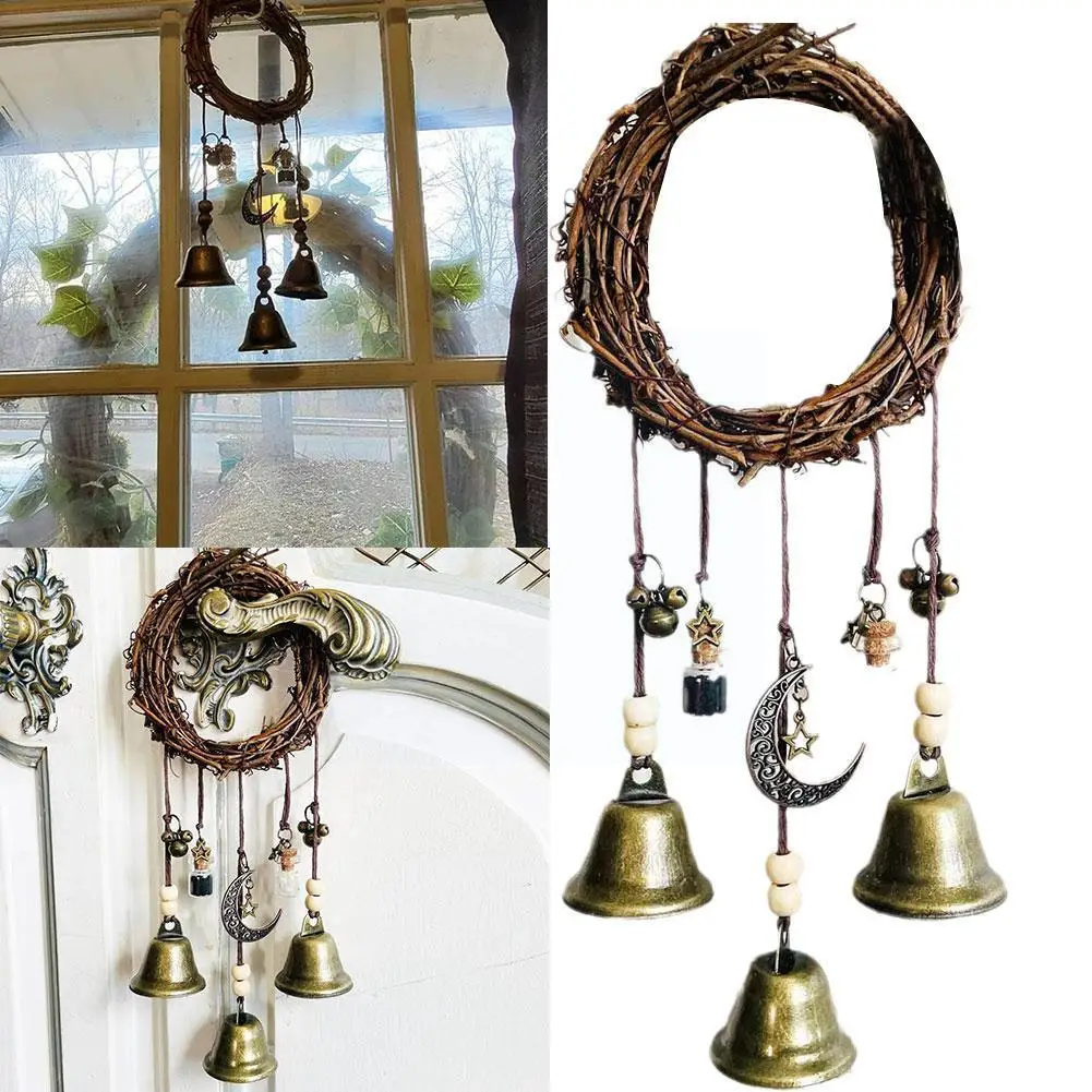 

5-дюймовые колокольчики ведьмы, волшебные ветряные колокольчики, домашний венок ручной работы, декоративные колокольчики, ведьма для дома, ...