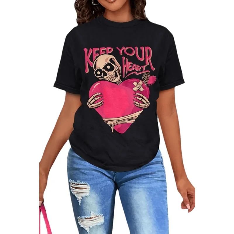 LEOSD 2023 Women Casual Plus Size Short-sleeved Heart Skull Head Letter Print T-shirt Fashion Large Size Fat Top Women Clothes
LEOSD 2023 Women Casual Plus Size Short-sleeved Heart Skull Head Letter Print T-shirt Fashion Large Size Fat Top Women Clothes