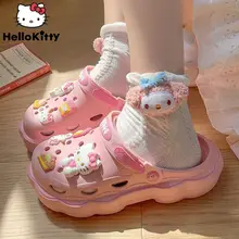 Sanrio Hello Kitty Kuromi Kawaii Women Sandals Y2k Cinnamoroll Sweet Cute Girl Anti Slip Slippers Summer Outdoors Beach Sandals