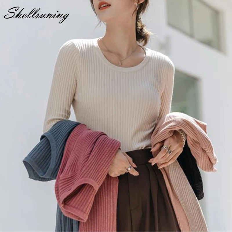 Shellsuning Autumn Winter O-neck Solid Knitted Sweater Women Elegant Long Sleeve Slim Pullover Female Minimalist Basic Jumpers
Shellsuning Autumn Winter O-neck Solid Knitted Sweater Women Elegant Long Sleeve Slim Pullover Female Minimalist Basic Jumpers