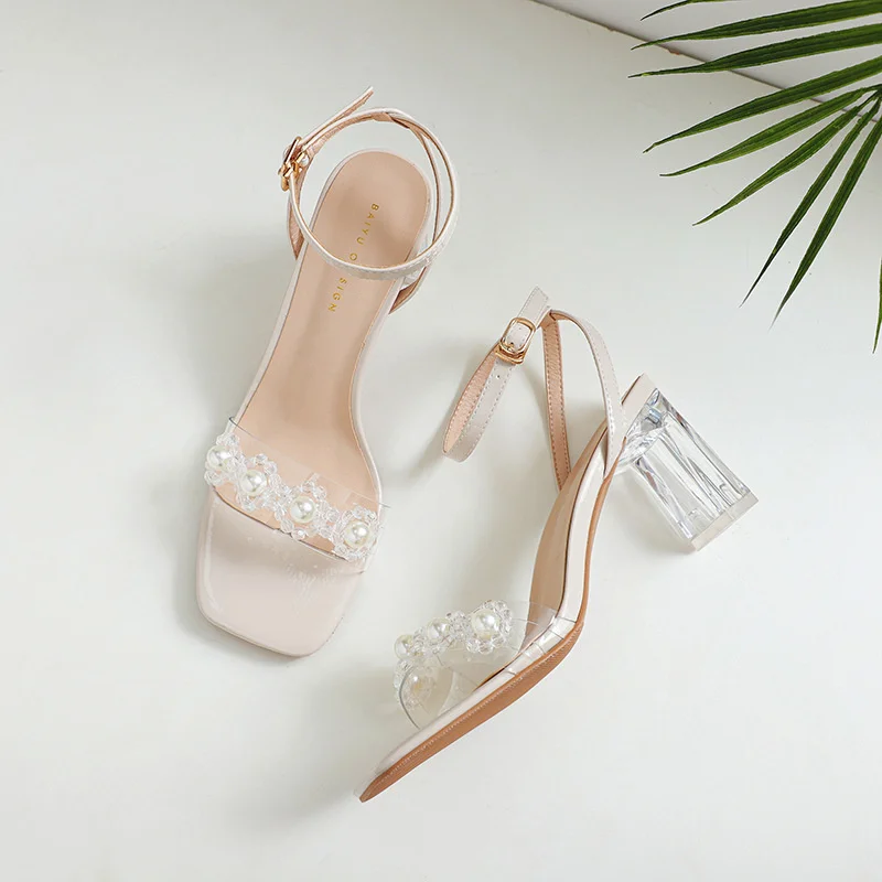 2023 Summer PVC Transparent High Heels Sandals Soft Comfortable Ankle Straps String Bead Sexy Sandals Ladies Wedding Party Heels
2023 Summer PVC Transparent High Heels Sandals Soft Comfortable Ankle Straps String Bead Sexy Sandals Ladies Wedding Party Heels
