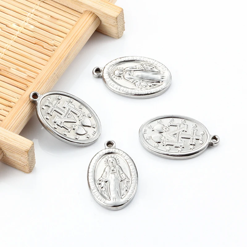 

Stainless Steel Oval Virgin Mary personality Pendant Charm For Jewelry Making Supplies Accessorie DIY Necklace Bracelet Findings