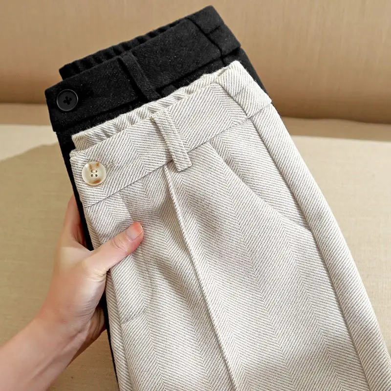 

Suit Pants for Women Autumn and Winter 2023 New High Waist Drooping Harem Pant Loose Slimming Narrow Version Trousers Z8