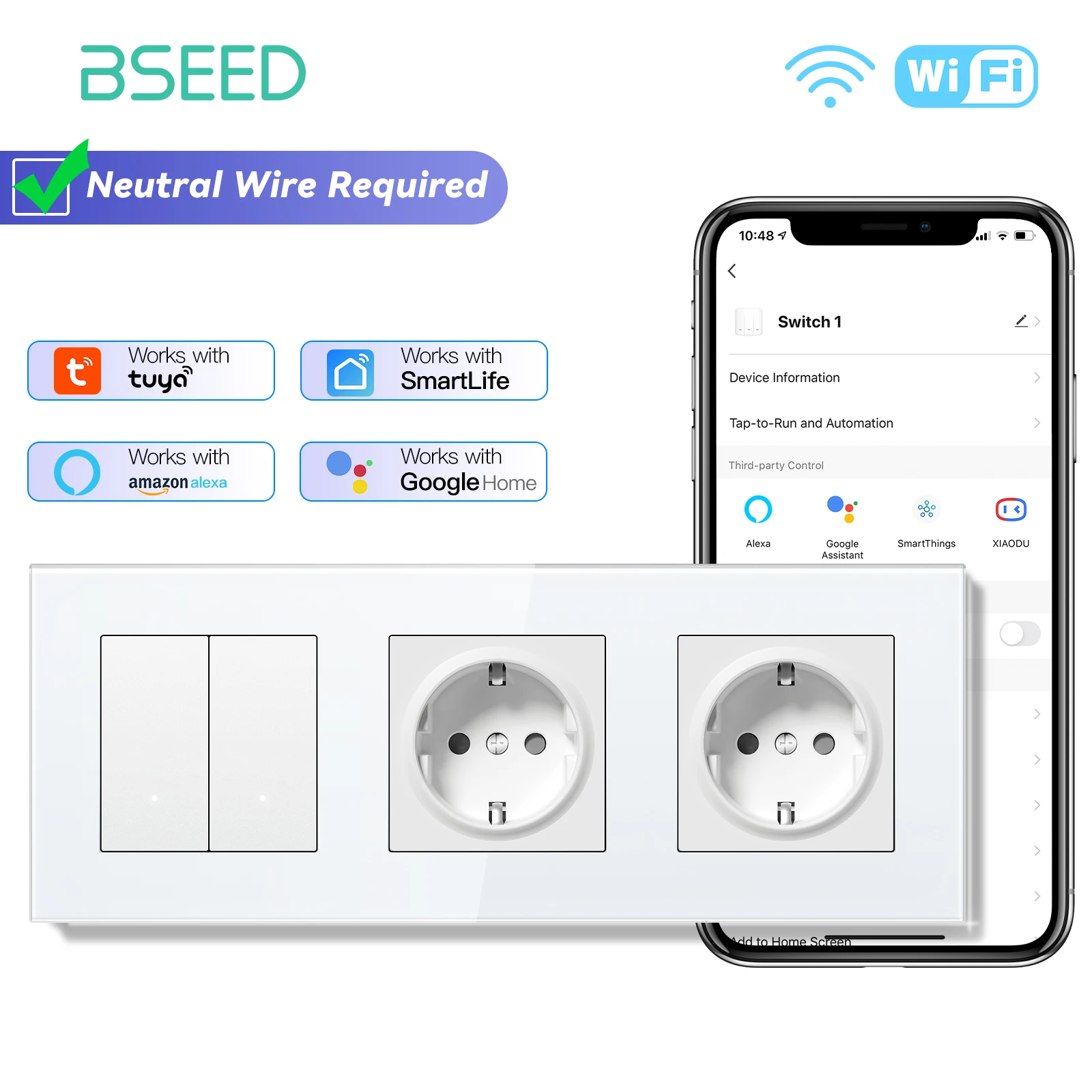 Умные переключатели BSEED Wi-Fi 1/2/3 Gang 
Умные переключатели BSEED Wi-Fi 1/2/3 Gang