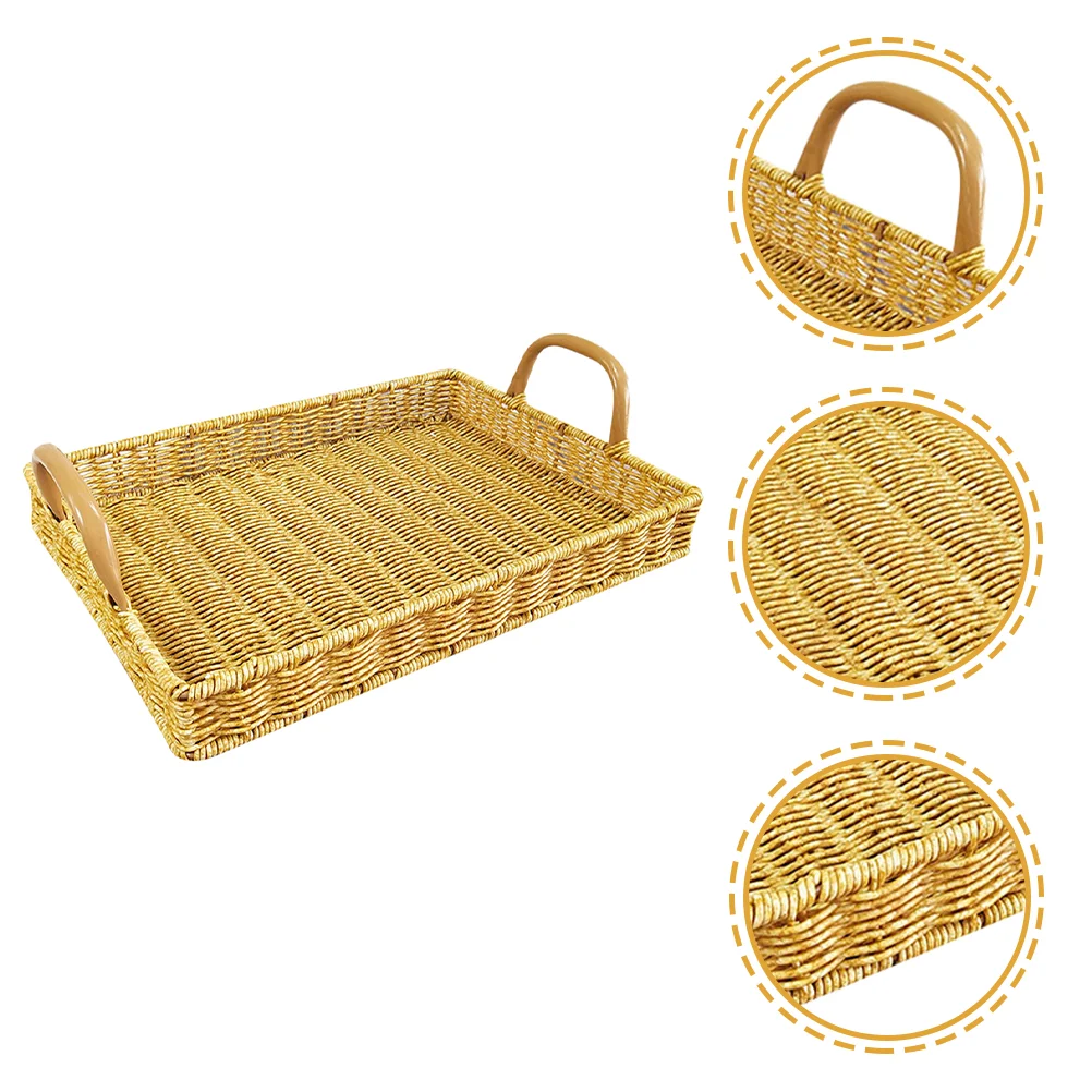 Rattan-like Woven Tray Multi-function Bread Handle Vintage Design Basket Double Food Desktop Serving Plate Pp Home Supply
Rattan-like Woven Tray Multi-function Bread Handle Vintage Design Basket Double Food Desktop Serving Plate Pp Home Supply