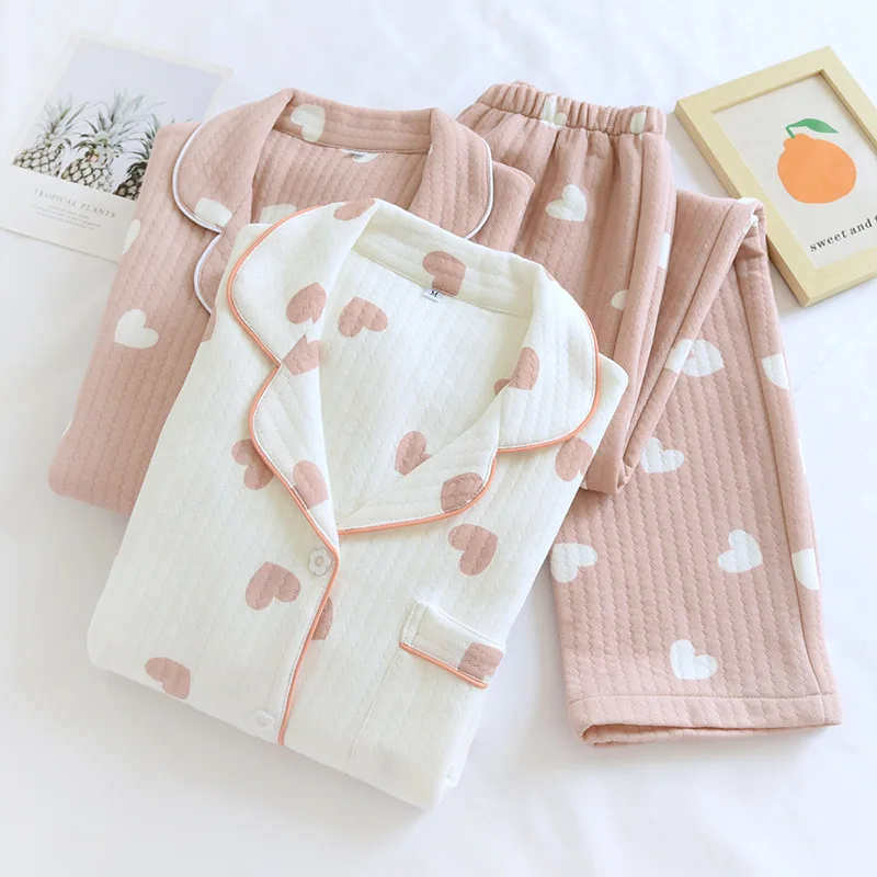 Ночная рубашка для женщин, хлопковый осенне-зимний плотный пижамный комплект с длинными рукавами, хлопковые Комбинированные брюки, домашня... 
Ночная рубашка для женщин, хлопковый осенне-зимний плотный пижамный комплект с длинными рукавами, хлопковые Комбинированные брюки, домашня...