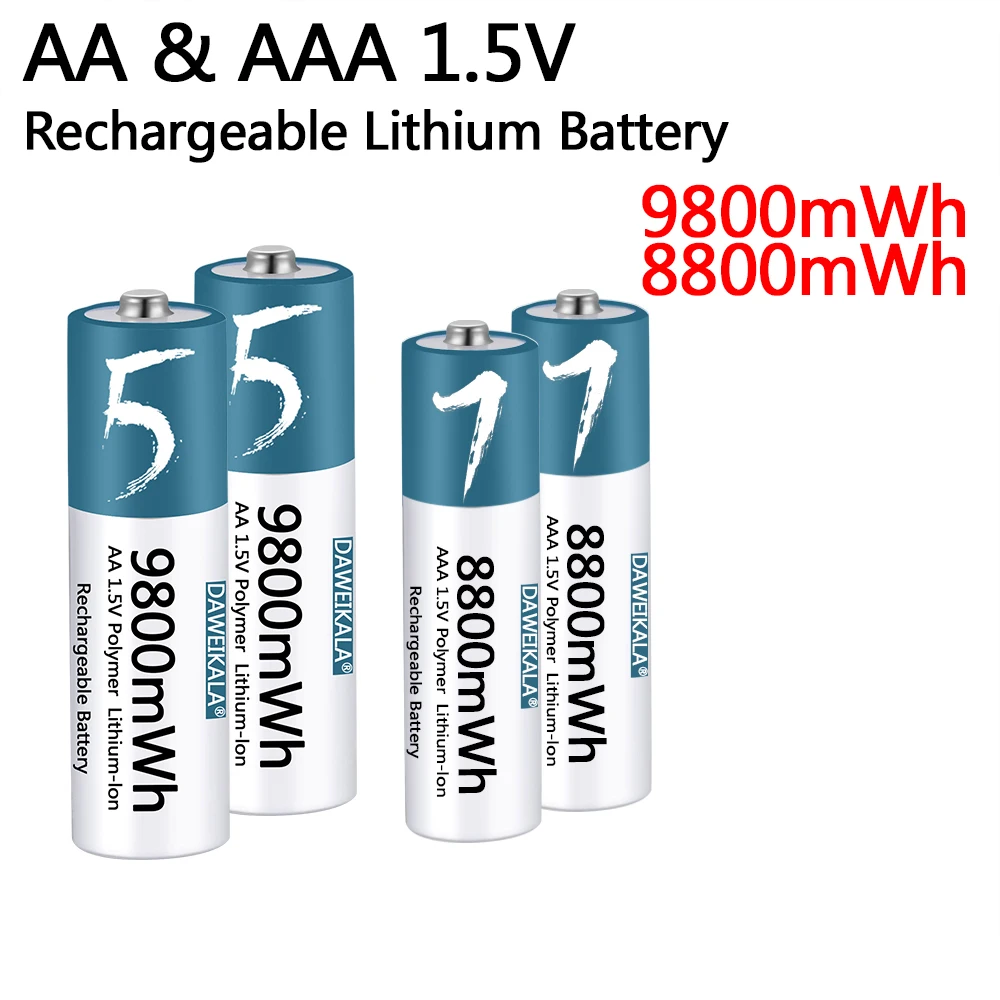 AA/AAA Battery 1.5V Rechargeable Polymer Lithium-ion Battery AA/AAA Battery for remote control mouse small fan Electric toy
AA/AAA Battery 1.5V Rechargeable Polymer Lithium-ion Battery AA/AAA Battery for remote control mouse small fan Electric toy