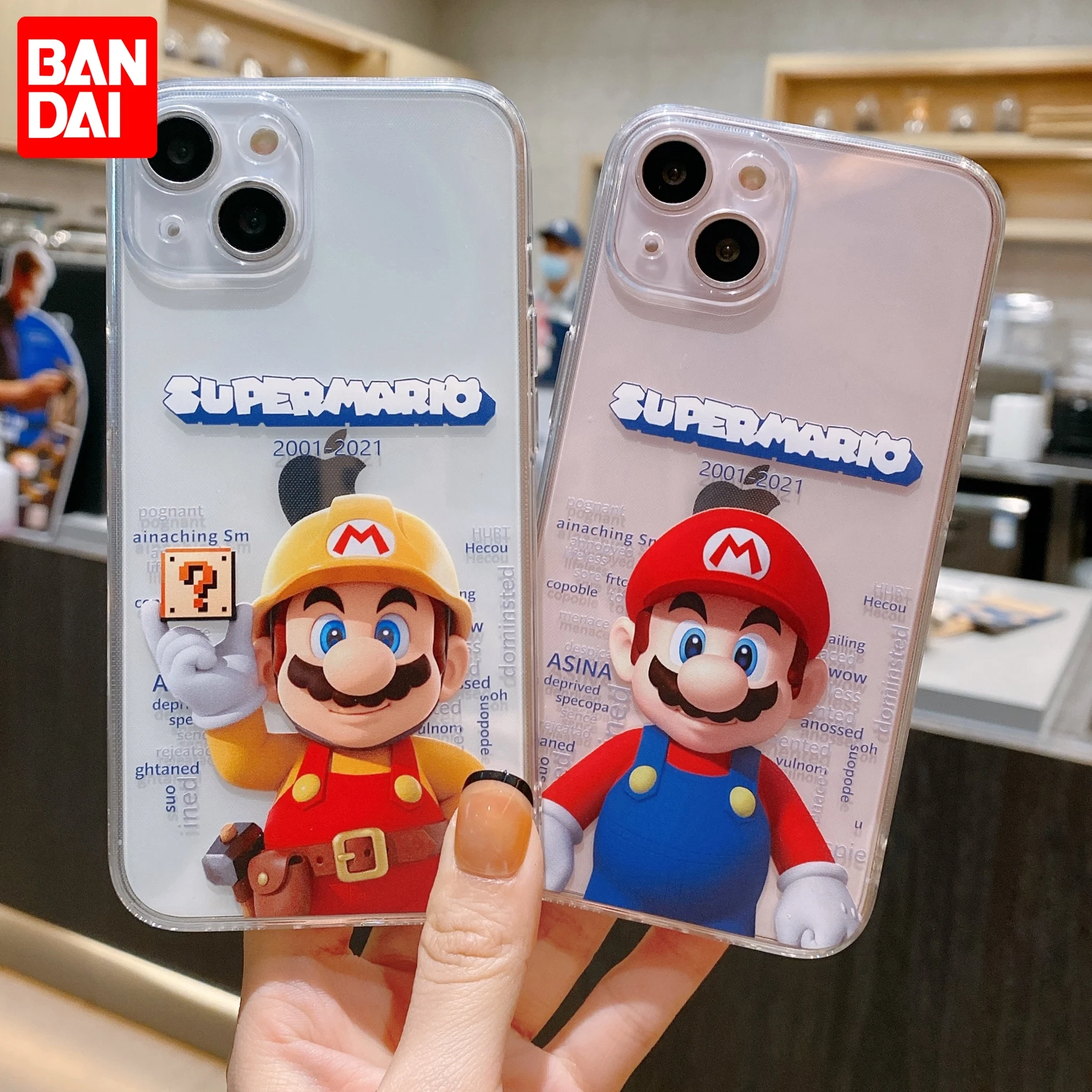 

Bandai Cute Super Mario Couple Clear Silicon Mobile Phone Case For iPhone XR Xs Max 8 Plus 11 12 13 Pro Max Case