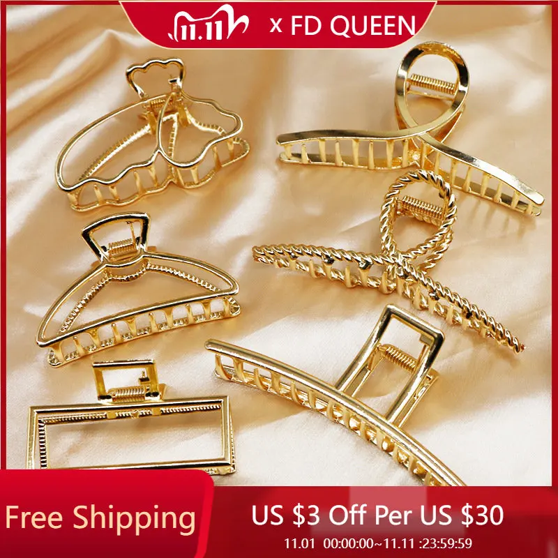 2022 New Korean Hair Claw Clip for Woman Metal Gold Color Elegant Simple Shark Clip Large Size Hair Clamps Hair Accessories
2022 New Korean Hair Claw Clip for Woman Metal Gold Color Elegant Simple Shark Clip Large Size Hair Clamps Hair Accessories