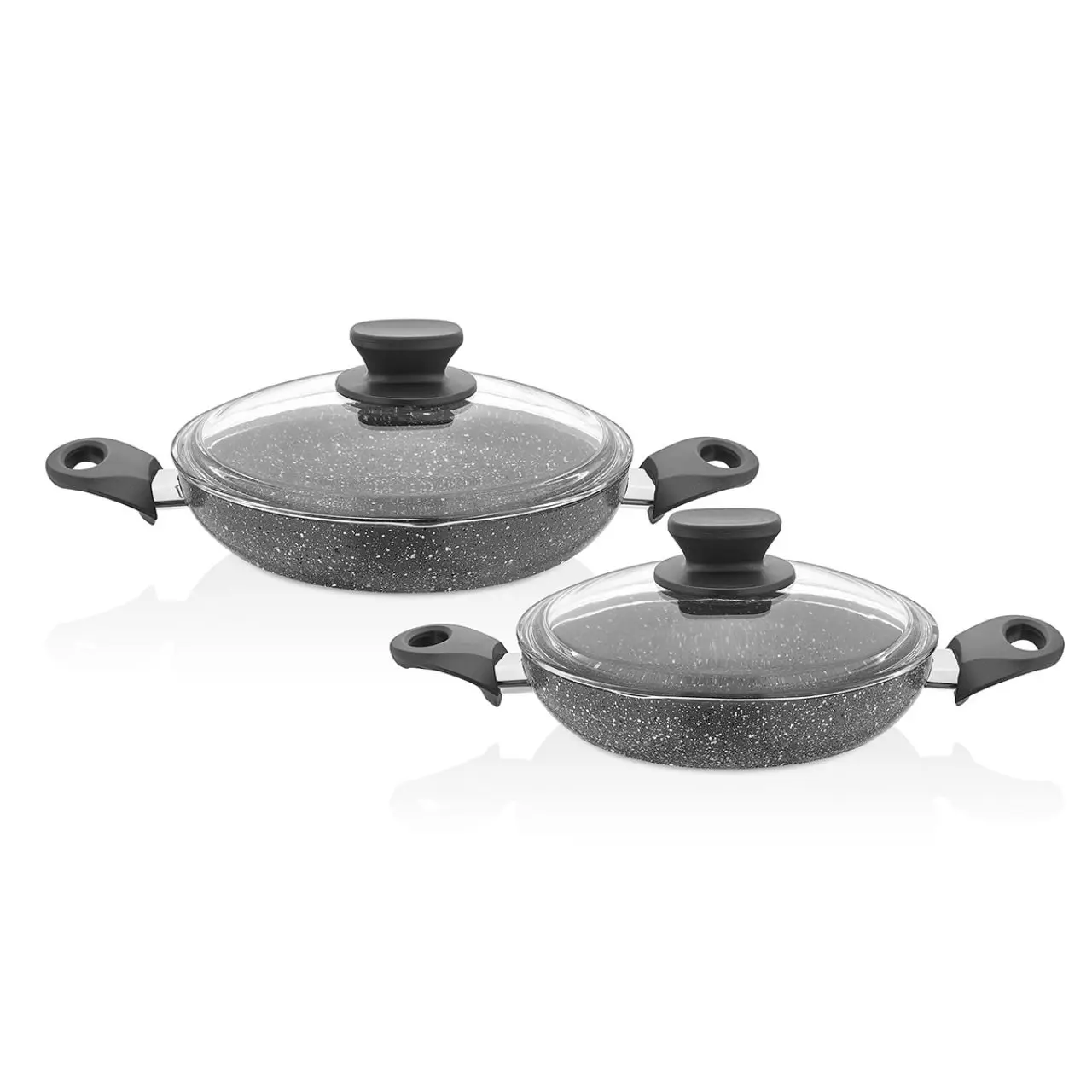 Gray color 20-22 CM 2 piece granite Sahan set 
Gray color 20-22 CM 2 piece granite Sahan set