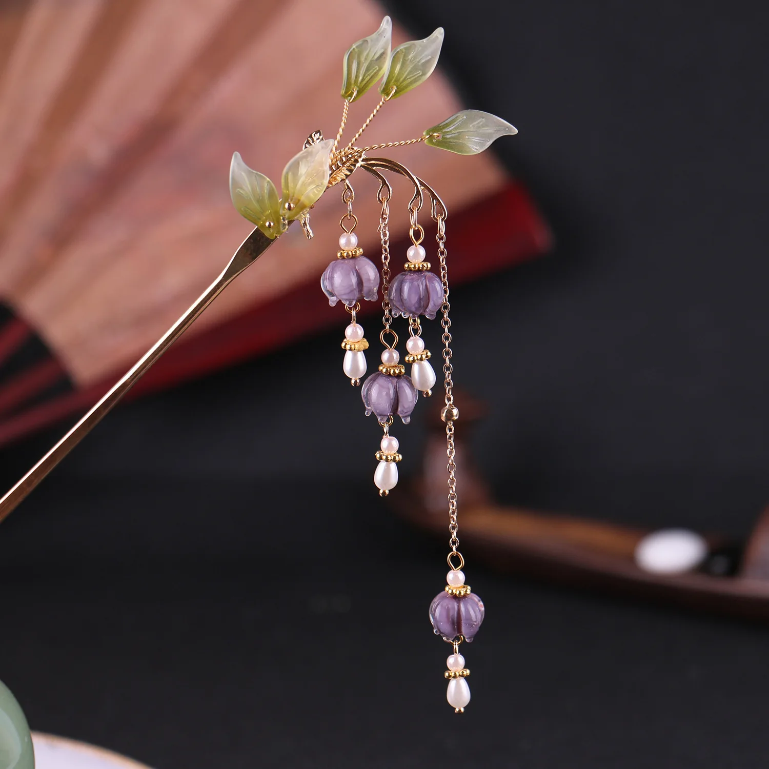 

Hanfu Cheongsam Classical Hairpins Bell Orchid Style Hair Stick Bells Pearl Hairpins Headwear Ladies' Ancient Hair Accessories