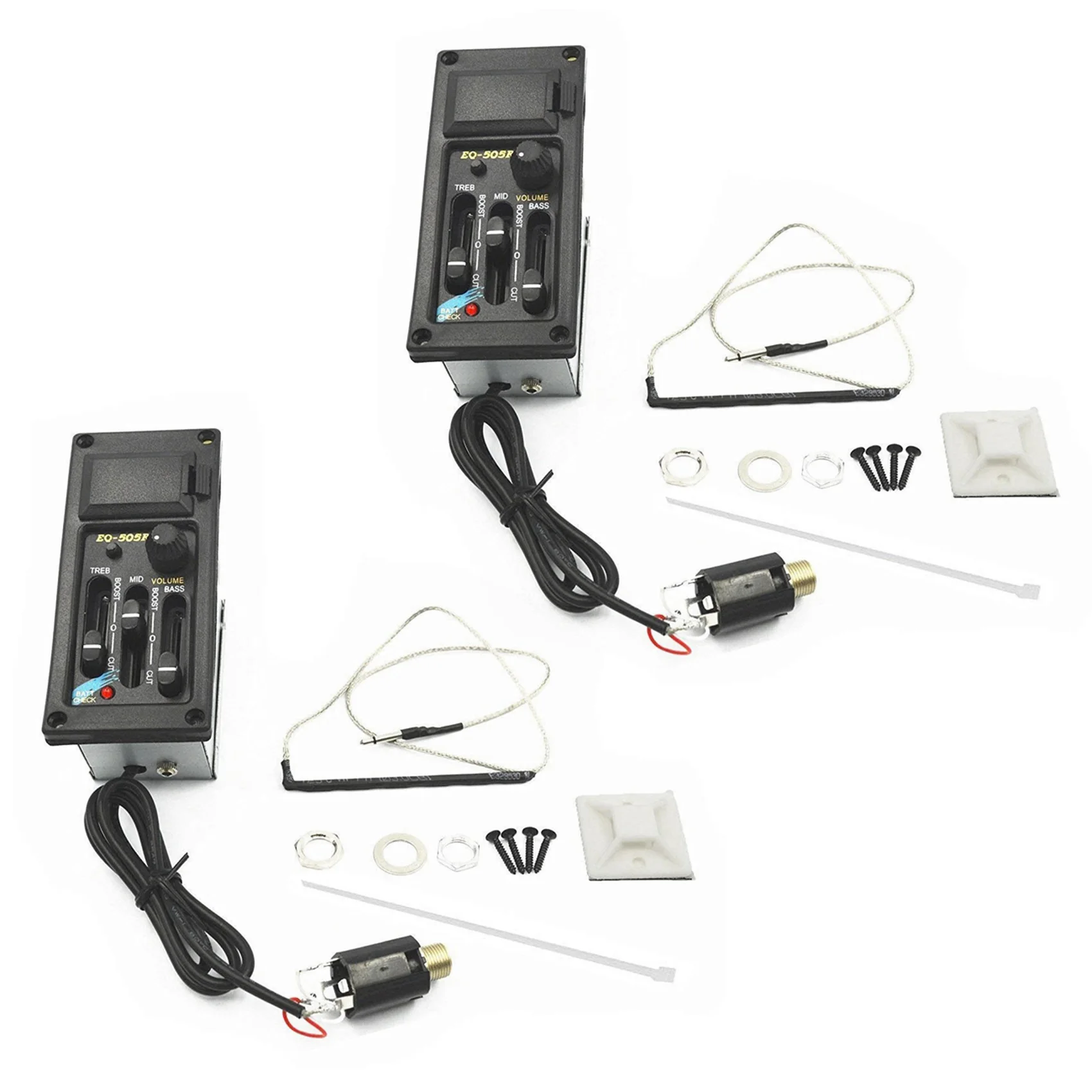 2X EQ-505R Acoustic Guitar 3 Band Preamp Amplifier Equalizer Pickup Piezo
2X EQ-505R Acoustic Guitar 3 Band Preamp Amplifier Equalizer Pickup Piezo