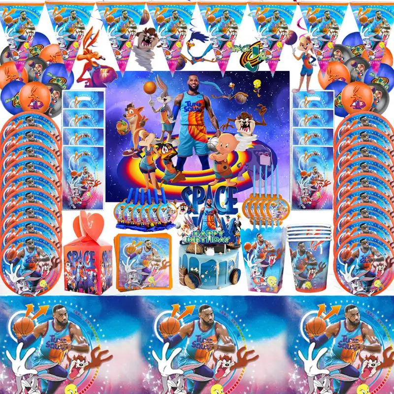 Space Jam Theme Boys Birthday Party Disposable Tableware Peper Cup Plate Kids Favors Movie Basketball Star Baby Shower Supplies
Space Jam Theme Boys Birthday Party Disposable Tableware Peper Cup Plate Kids Favors Movie Basketball Star Baby Shower Supplies