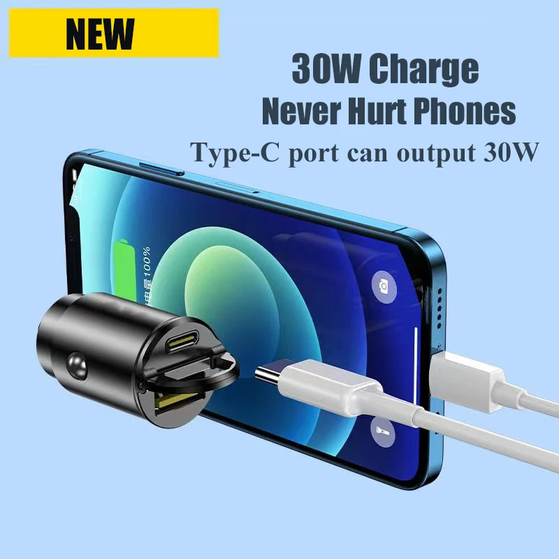 30W Car Charger Mini USB Type C Super Fast Charging for iPhone 13 Pro Max 14 12 11 Mini iPad Xiaomi Samsung Portable Adapter
30W Car Charger Mini USB Type C Super Fast Charging for iPhone 13 Pro Max 14 12 11 Mini iPad Xiaomi Samsung Portable Adapter