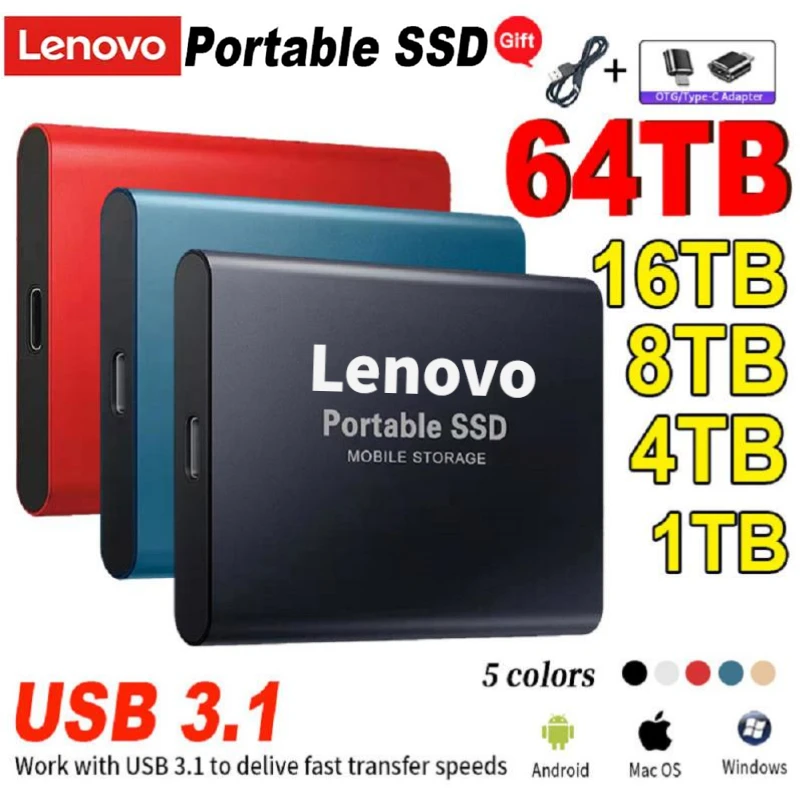 Lenovo USB 3. 0 SSD 64TB 3 2 ТБ 16TB 8TB 4/2 ТБ высокоскоростной твердотельный накопитель портативный Type-C внешний жесткий диск для ноутбуков
Lenovo USB 3. 0 SSD 64TB 3 2 ТБ 16TB 8TB 4/2 ТБ высокоскоростной твердотельный накопитель портативный Type-C внешний жесткий диск для ноутбуков