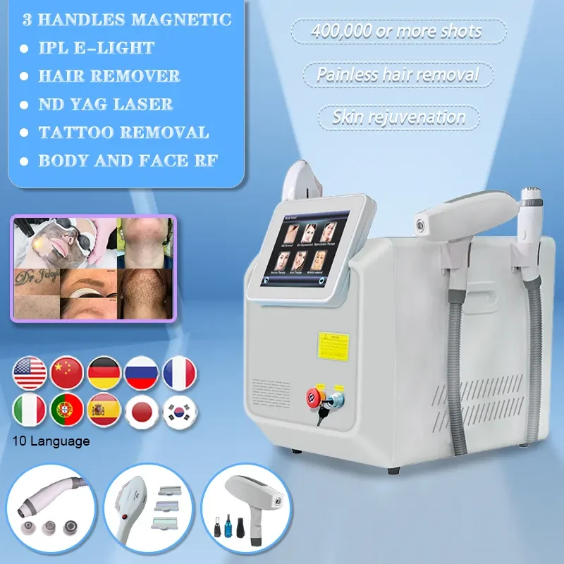 

3 in 1 IPL OPT Nd Yag Laser RF Hair Removal Tattoo Cleaning Face Lifting Professional Multifunction Beauty Salon Equipment