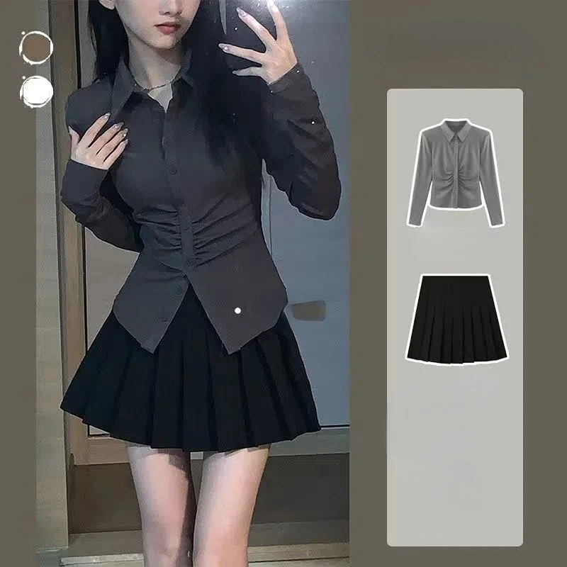 Pure Desire Wind Sweet Waist Long-sleeved Shirt Set Female Autumn and Winter High Waist Pleated Half-body Skirt Niche Polo Shirt
Pure Desire Wind Sweet Waist Long-sleeved Shirt Set Female Autumn and Winter High Waist Pleated Half-body Skirt Niche Polo Shirt