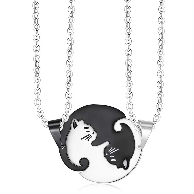 Animal Pendant Black White Cat Stitching Necklace Simple Friendship Gift Heart Shape Creative Cat Cute Couple Jewelry Necklace
Animal Pendant Black White Cat Stitching Necklace Simple Friendship Gift Heart Shape Creative Cat Cute Couple Jewelry Necklace