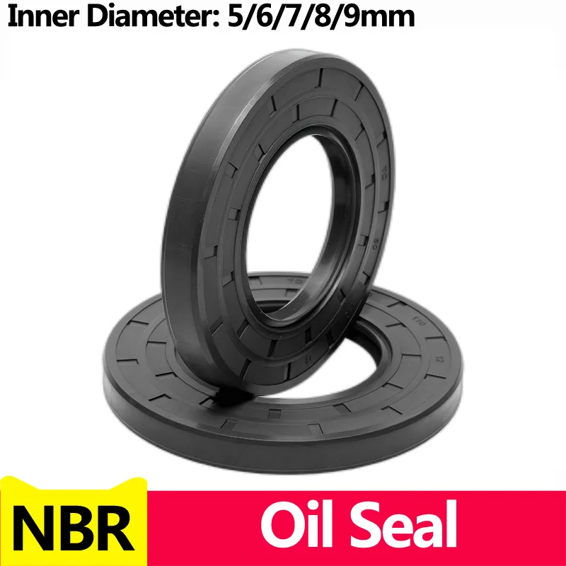

Black NBR Framework Oil Seal TC Nitrile Rubber Cover Double Lip with Spring for Bearing Shaft,ID*OD*THK 5/6/7/8/9MM