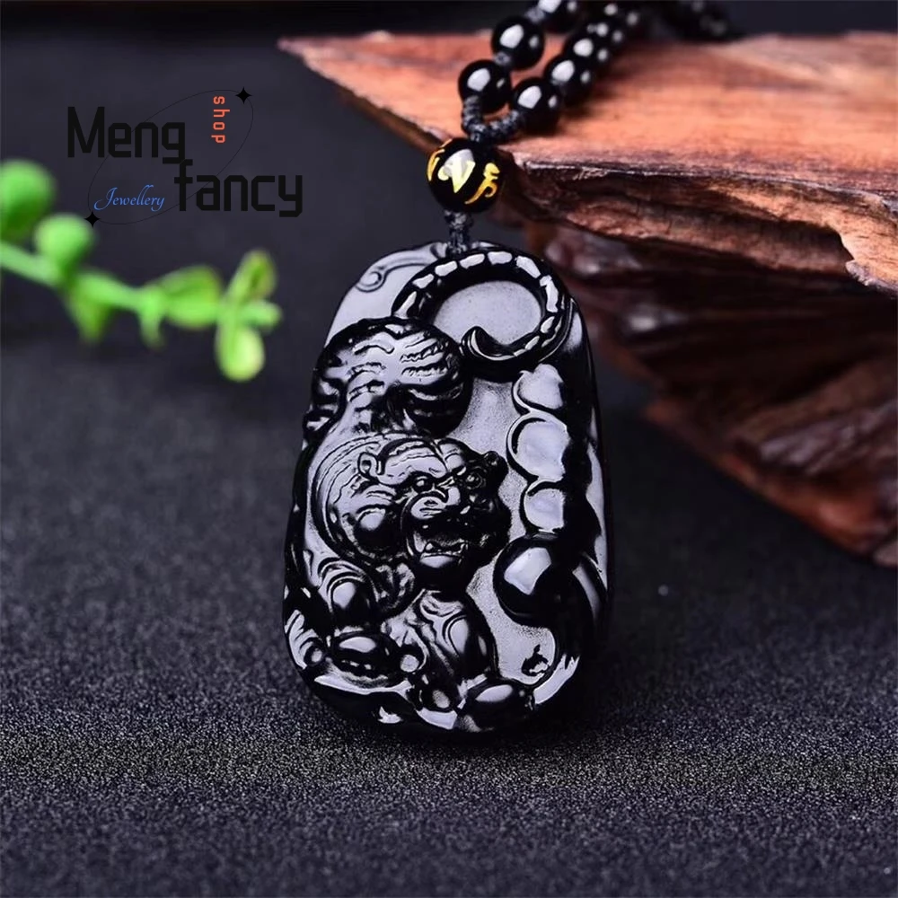 Natural Obsidian Chinese Zodiac Sign Tiger Pendant Charms Fashion Fine Jewelry Amulet Women Men Necklace Souvenir Holiday Gifts
Natural Obsidian Chinese Zodiac Sign Tiger Pendant Charms Fashion Fine Jewelry Amulet Women Men Necklace Souvenir Holiday Gifts