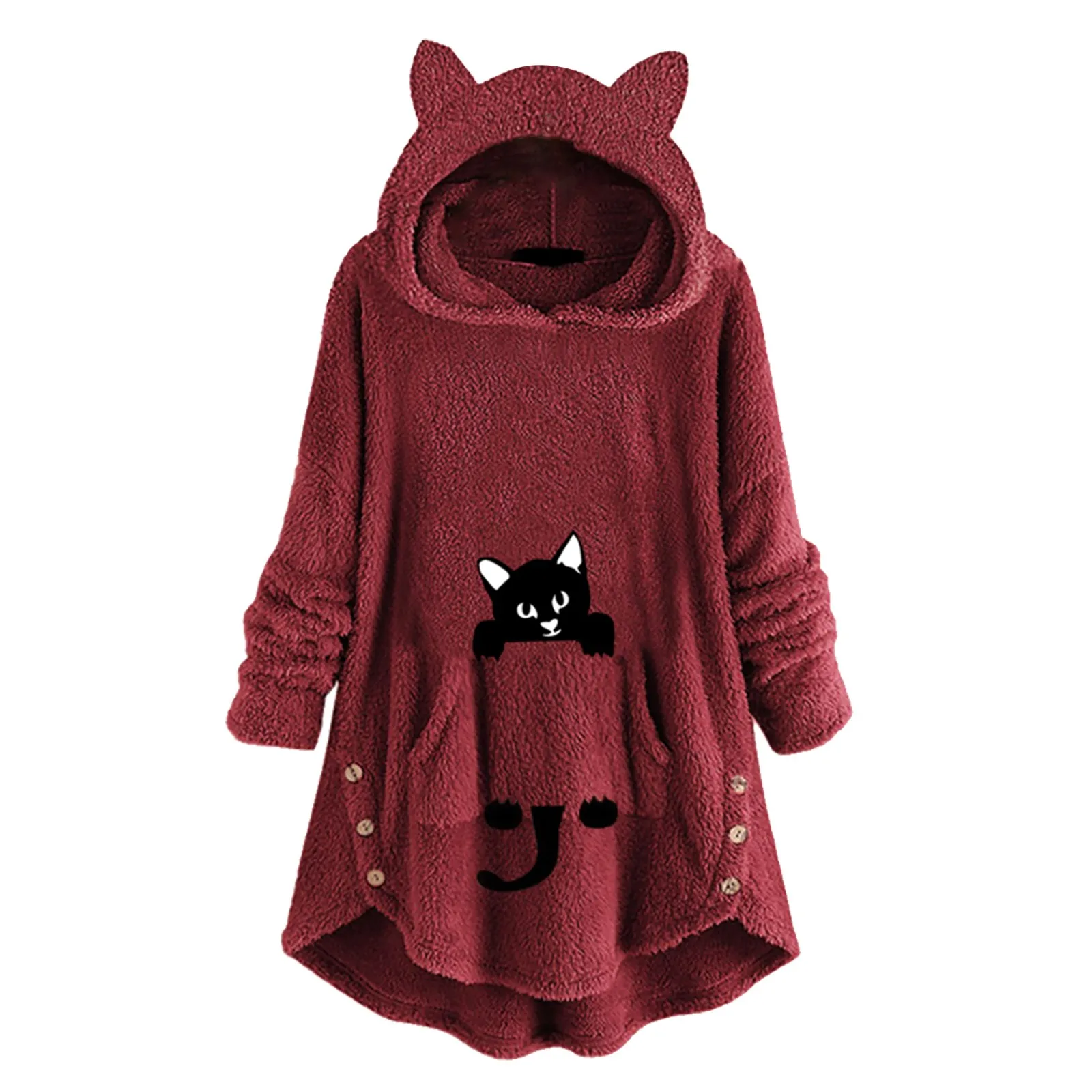 Women Sweater Long Sleeve Cat Ear Hoodie Fleece Cute Print Button Pocket Blouse Pullover Jackets Women Women Sweater Hoodie
Women Sweater Long Sleeve Cat Ear Hoodie Fleece Cute Print Button Pocket Blouse Pullover Jackets Women Women Sweater Hoodie