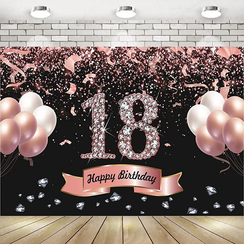

Фон для фотосъемки в честь 18-го дня рождения, розовый золотой вечерние для девочек, праздничный фон, баннер, постер, украшение Вечерние