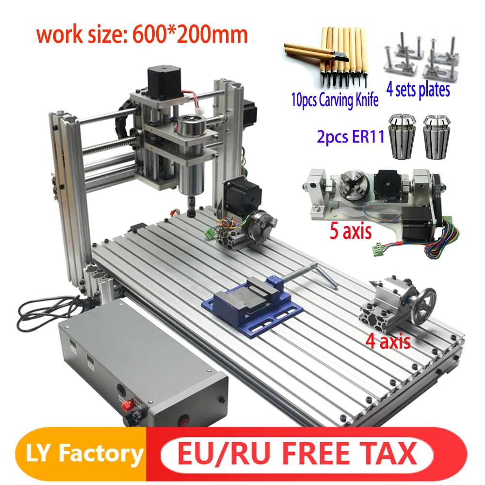 6020 metal CNC Wood Router PCB Plastic Milling Engraving Machine with 400w spindle 3 4 5 axis with ER11 Collet drill bits cutter
6020 metal CNC Wood Router PCB Plastic Milling Engraving Machine with 400w spindle 3 4 5 axis with ER11 Collet drill bits cutter