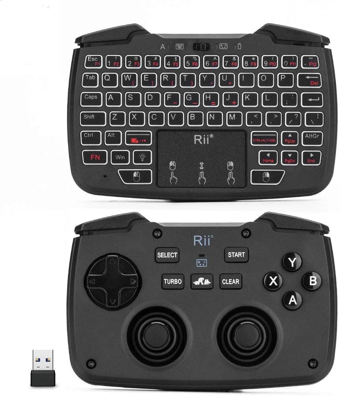 

Rii RK707 3 in 1 Multifunctional 2.4GHz Wireless Portable Game Controller 62Key Rechargeable Keyboard Mouse Combo for Steam Deck
