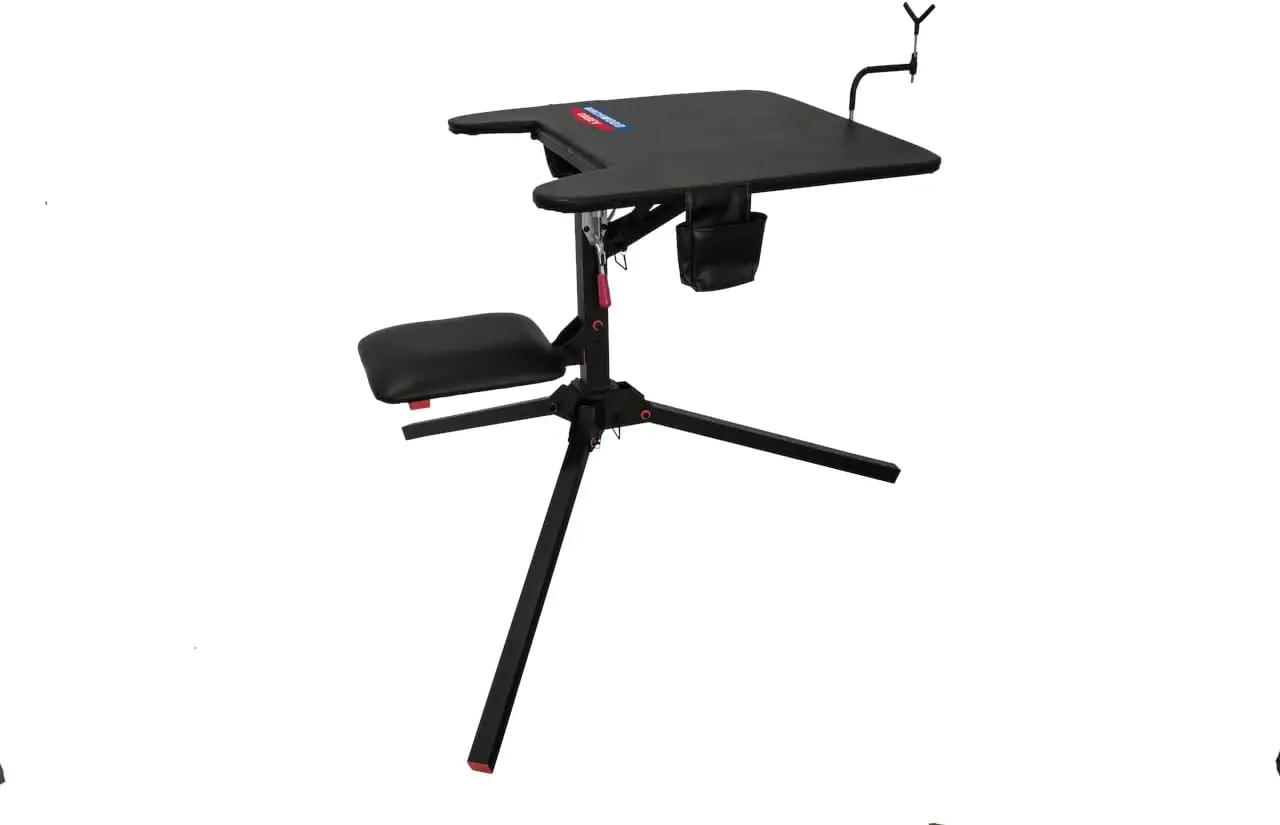 Shooting Bench with Thick Padded Seat, Extended Arm Rests, Padded Vinyl Cover, Gear Pouches & Adjustable Coated Gun-Rest
Shooting Bench with Thick Padded Seat, Extended Arm Rests, Padded Vinyl Cover, Gear Pouches & Adjustable Coated Gun-Rest