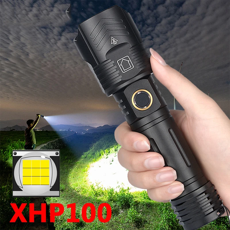 

XHP100 Torch Zoomable Aluminum Alloy Lanterna 9 Core High Quality Led Flashlight USB Rechargeable Power Bank 18650 26650 Battery