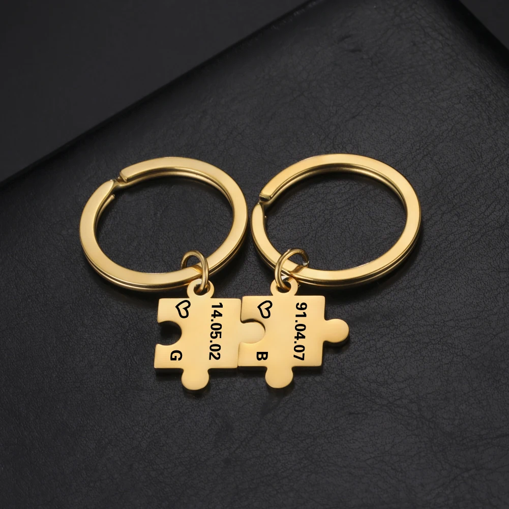 Puzzle Keychain Custom Name Personalized Gift for Couple Husband Wife Boyfriend Original Key Ring Engrave Gold Color Jewelry
Puzzle Keychain Custom Name Personalized Gift for Couple Husband Wife Boyfriend Original Key Ring Engrave Gold Color Jewelry