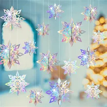 3D Artificial Snowflakes Paper Garland Winter Frozen Party Decor Fake Snow Christmas Decoration for Home Navidad Tree Ornaments