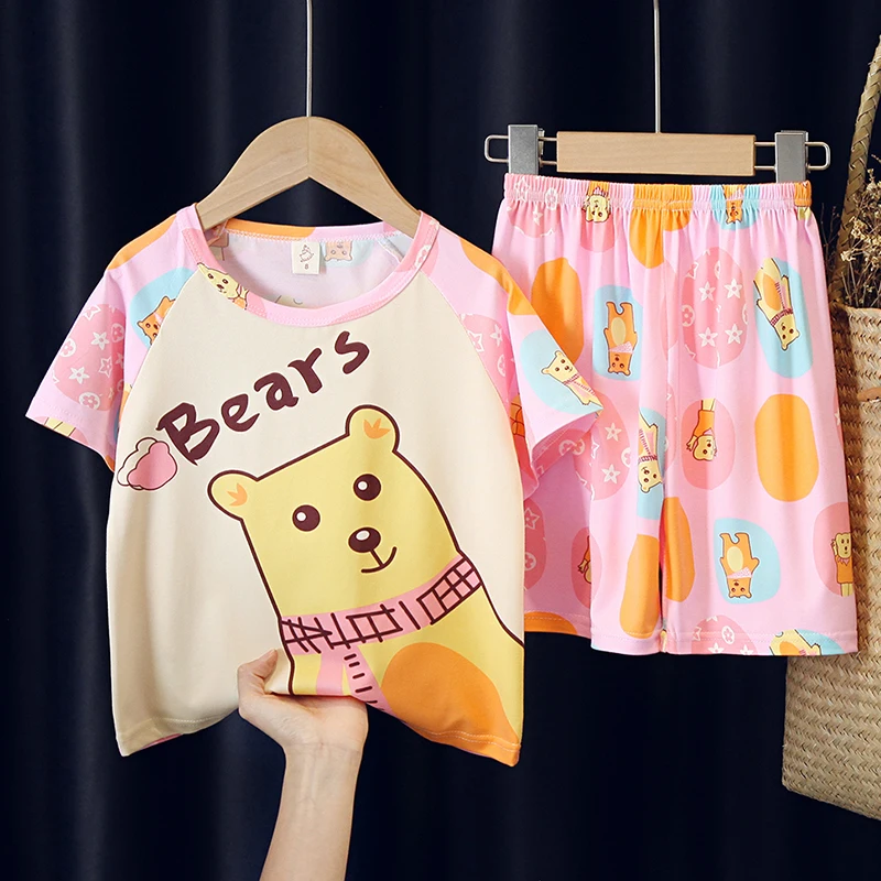 New Short Sleeve Kids Pajamas Children Pyjamas Tops Pant Cartoon Sleepwear Set Boys Clothing Baby Homesuit T-Shirt Girls Pijamas
New Short Sleeve Kids Pajamas Children Pyjamas Tops Pant Cartoon Sleepwear Set Boys Clothing Baby Homesuit T-Shirt Girls Pijamas