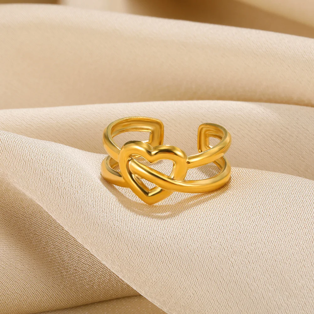 Love Stainless Steel Rings For Women Hollow Heart Shape Ring Double Layer Sample Knuckle Opening Adjustable Anillo Jewelry Gifts
Love Stainless Steel Rings For Women Hollow Heart Shape Ring Double Layer Sample Knuckle Opening Adjustable Anillo Jewelry Gifts