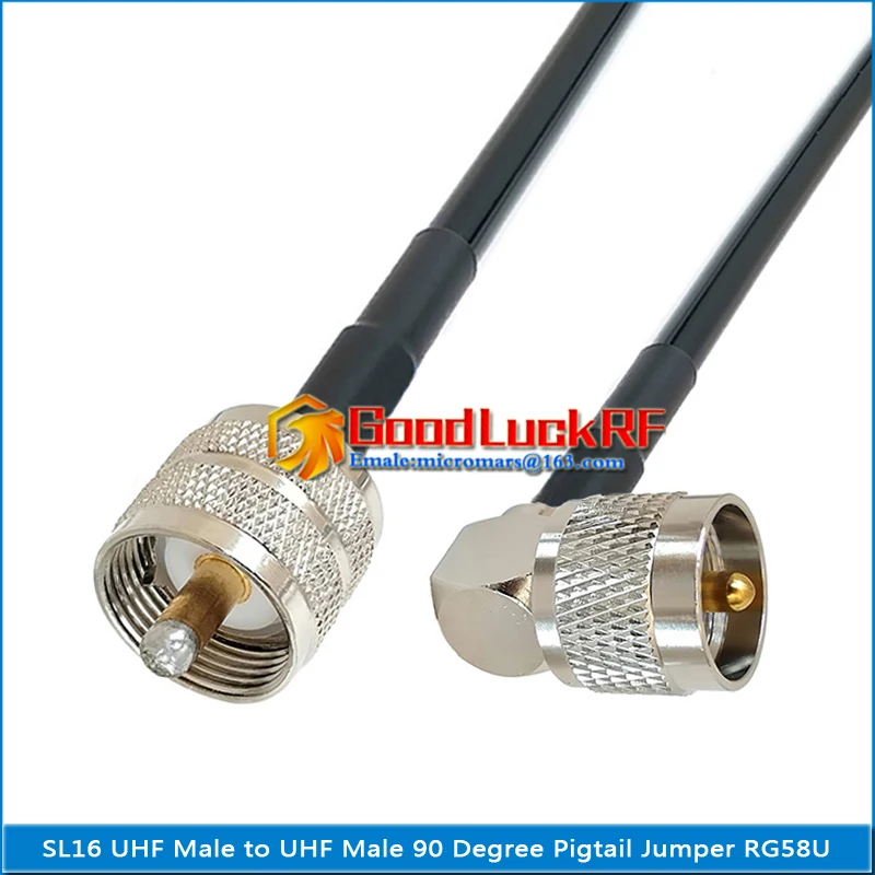Dual SL16 UHF Male To UHF Male Right Angle 90 Degree Connector Pigtail Jumper RG-58 RG58 3D-FB Extend copper cable PL259 SO239 
Dual SL16 UHF Male To UHF Male Right Angle 90 Degree Connector Pigtail Jumper RG-58 RG58 3D-FB Extend copper cable PL259 SO239