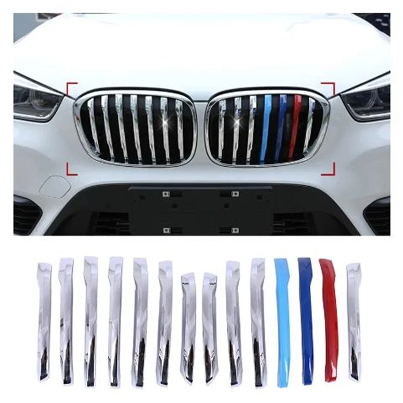 

14 шт., декоративные накладки на переднюю решетку автомобиля BMW X1 F48 2016-2019