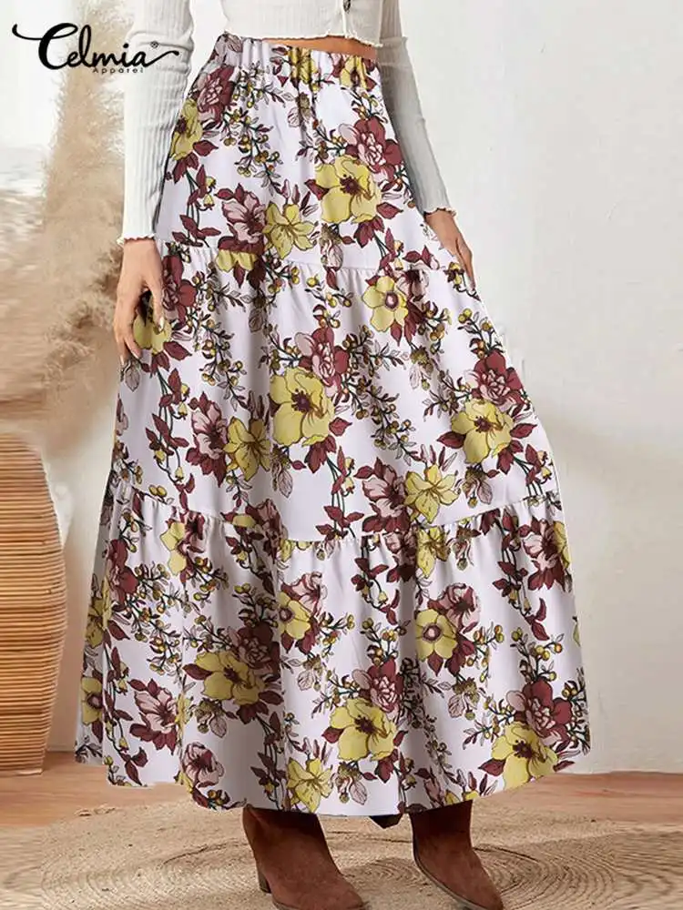 Celmia Flroal Print Pleats Skirt Bohemian 2022 Summer Holiday Multi-layer Stitching Long Jupes Fashion Elastic High Waist Skirt
Celmia Flroal Print Pleats Skirt Bohemian 2022 Summer Holiday Multi-layer Stitching Long Jupes Fashion Elastic High Waist Skirt