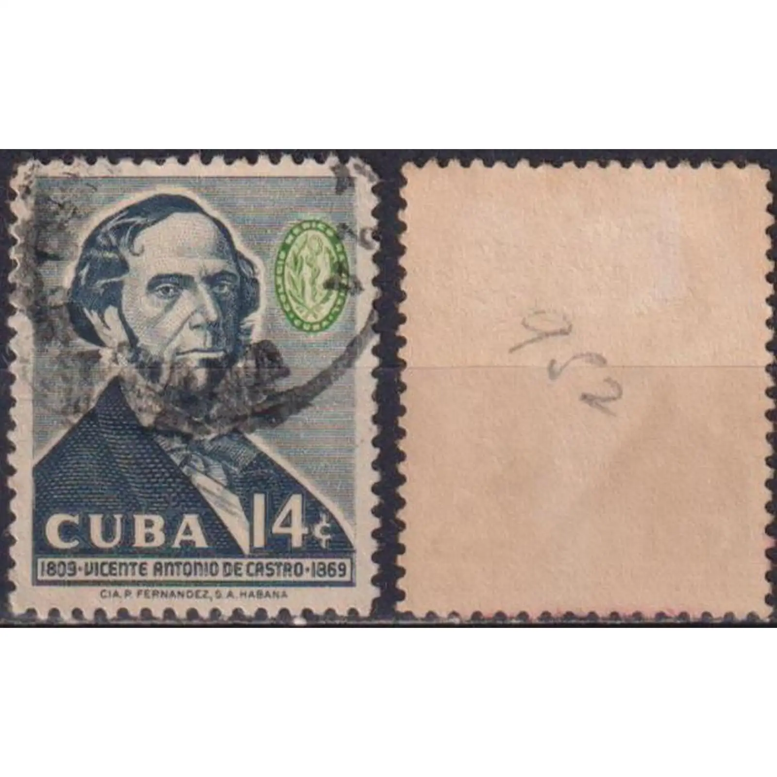 Почтовые марки Kyбa 1958г. "Знаменитые кубинцы - Висенте Антонио де Кастро" NG