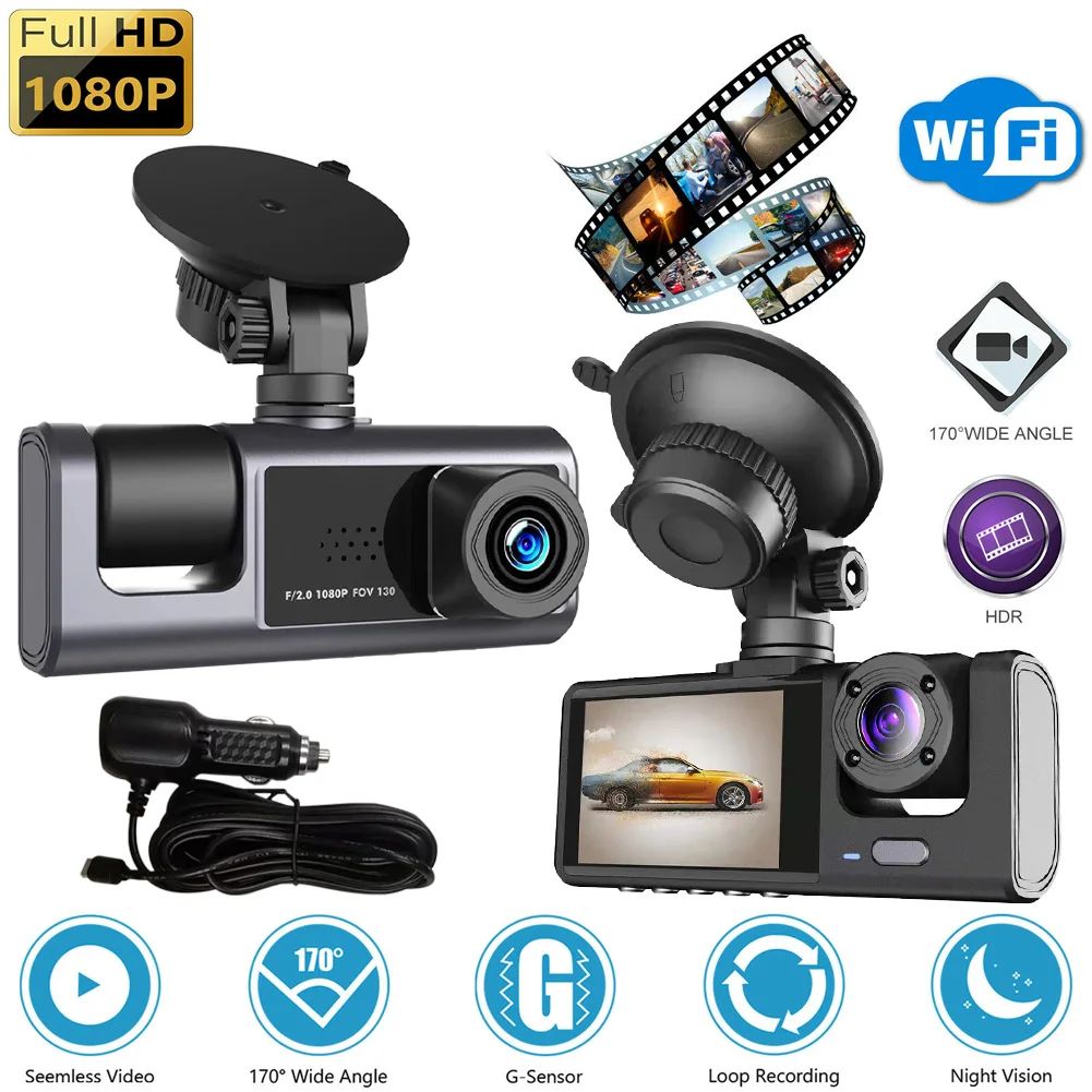 1080P Dash Cam Front and Interior with WiFi Car Dashboard Camera Driving Recorder 170° Night Vision G-Sensor 24H Parking Monitor
1080P Dash Cam Front and Interior with WiFi Car Dashboard Camera Driving Recorder 170° Night Vision G-Sensor 24H Parking Monitor