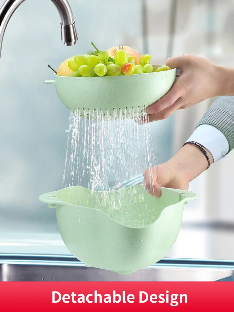 JINGWAN Kitchen Double Drain Basket Washing Strainer Vegetable Fruit Basket Washing Vegetables Quality Wash Drain Storage 
JINGWAN Kitchen Double Drain Basket Washing Strainer Vegetable Fruit Basket Washing Vegetables Quality Wash Drain Storage