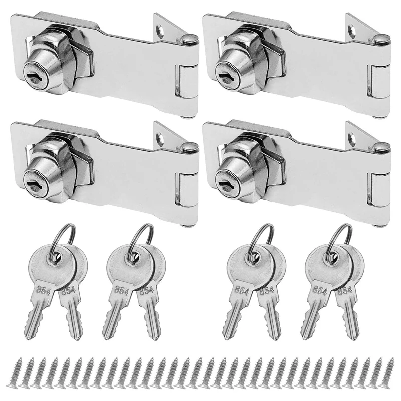 

Keyed Hasp Latch Lock Twist Knob Keyed Locking Hasp For Small Doors Drawer Cabinets And Plated Hasp Lock With Keys