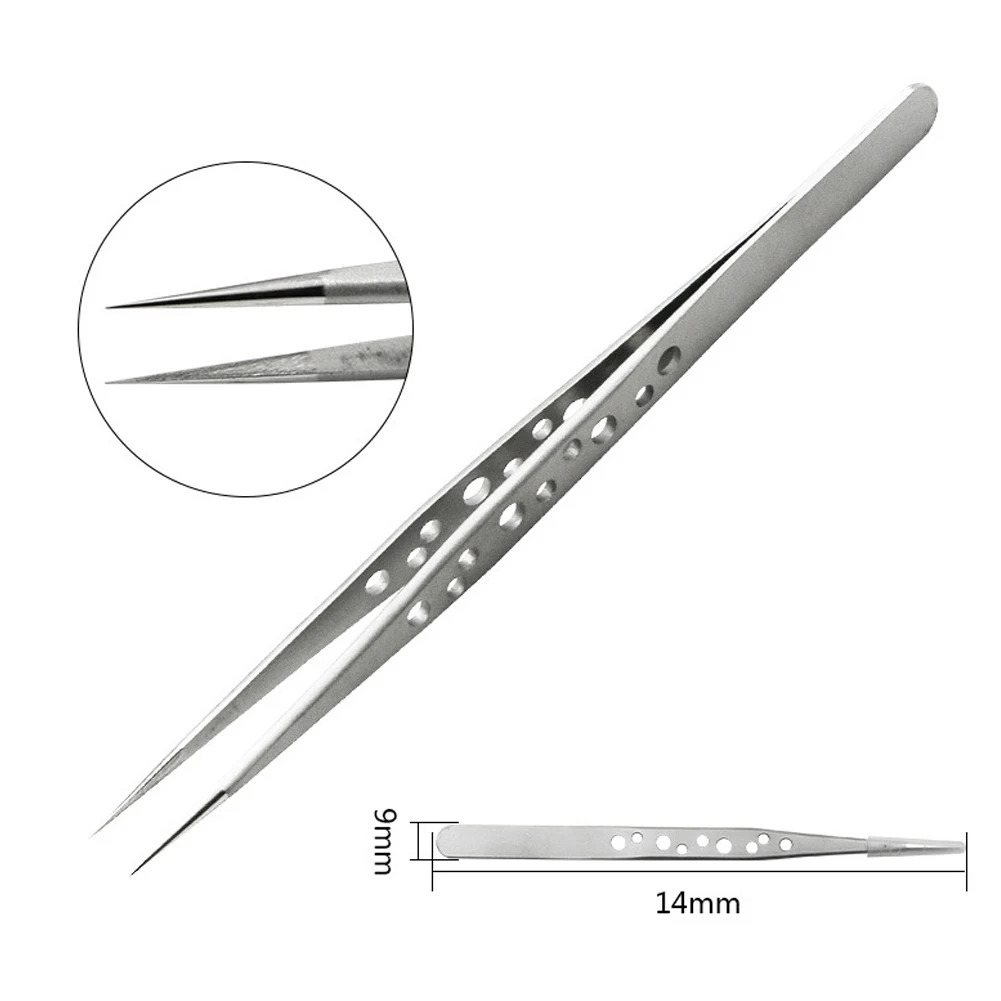 High Precision Perforated Stainless Steel Tweezers Elbow Tip DIY Tweezers Clip Electronic Phone Repair Tools Anti-static
High Precision Perforated Stainless Steel Tweezers Elbow Tip DIY Tweezers Clip Electronic Phone Repair Tools Anti-static